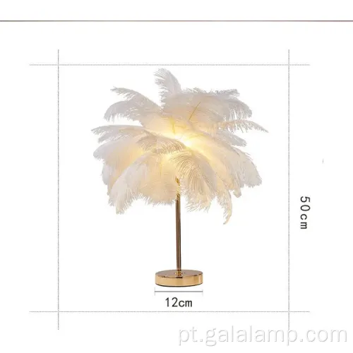 Lâmpada de penas de avestruz elegante para quartos modernos